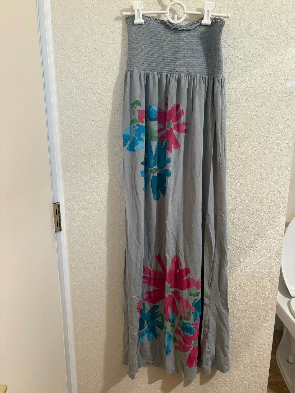 Old Navy Gray Maxi dress with Pink and Teal Floral Prints